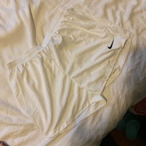 White Nike soccer shorts